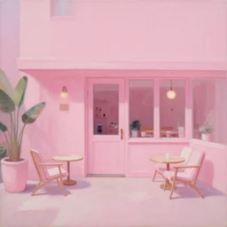 chill coffee pink aesthetic, oil painting, pale colors, high detail, 8 k, wide angle, trending on artstation,