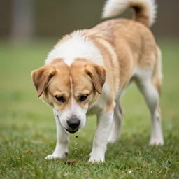 a dog doing his droppings, photorealistic