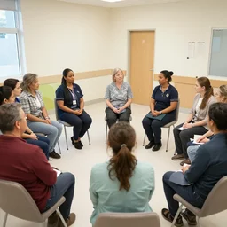 royal queens sitting in a circle at the rehab clinic