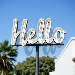 a sign that says hello