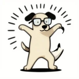 a dancing dog with glasses by keith haring, detailed,