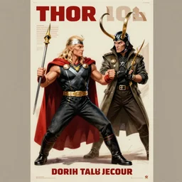 soviet propaganda poster of thor fighting loki