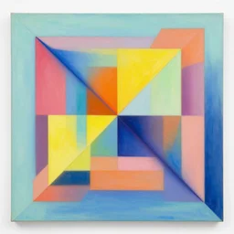 🌈 🕳 geometric by shusei nagaoka, david rudnick, airbrush on canvas, pastell colours, cell shaded