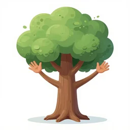 an anthropomorphic tree waving his arms, the tree has a human like head