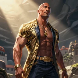 Dwayne Johnson in JoJo's bizarre adventure anime style