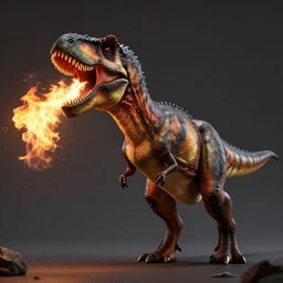 fire breathing t-rex, highly detailed, 4k, HDR, award-winning, artstation, octane render