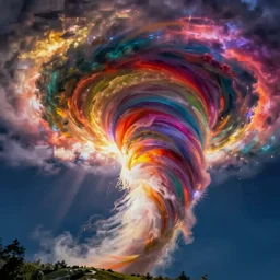 beautiful colorful nature tornado, massive, drammatic light, art by Takato Yamamoto, vibrant, 8k