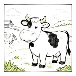 a colouring page with a happy cow on a new zealand farm by axel scheffler