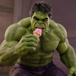 film still of hulk eating pink ice - cream in the new avengers movie, 4 k
