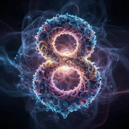 8 k uhd houdini recursive fractal structure, background bioluminescent swirling smoke wisps, gradient palette, volumetric lighting, 1 8 mm lens