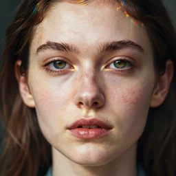 a beautiful human face, color fringing