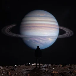 standing on neptune, looking out into the vastness of space