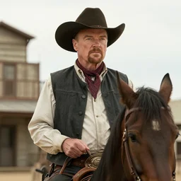 walter white as a cowboy in a western town, cinematic