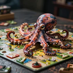colorful octopus playing pieces for a tabletop game