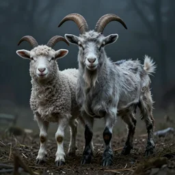 lamb and goat fused as one, evil mood
