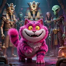 cheshire cat, aztec god, alien, highly detailed, cinematic, 8 k, by megan duncanson, benjamin lacombe, adrian borda, stanley artgermm, tom bagshaw, craig mullins, carne griffiths, ayami kojima, beksinski, giger, trending on deviantart, hyper detailed, horror, full of colour