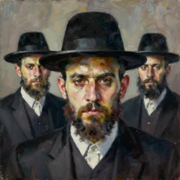 oil painting by christian rex van minnen and francis bacon, portrait of jewish chabad cult, extremely bizarre disturbing, intense chiaroscuro lighting perfect composition masterpiece intense emotion