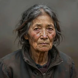 painted portrait of rugged old homeless woman by ruan jia greg rutkowski, unkempt hair, clear face feminine female mature powerful sensual beautiful homeless fantasy intricate elegant detailed digital painting, concept art artstation sharp focus illustration
