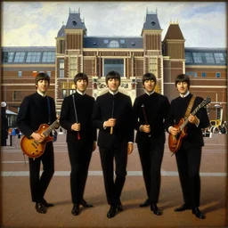 rembrandt painting of the beatles performing in the netherlands, rijksmuseum