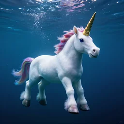 under water unicorn, water light scattering, underwater photography, high details, 8 k, realistic shot, cinematic lighting