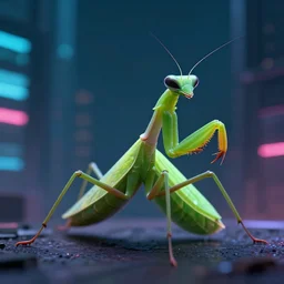a cyberpunk praying mantis