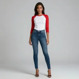 realistic hyper - detailed nagatoro accurate brown skin color, using white and red tight raglan sleeves, tight blue jeans, and cool shoes in a tropical forest, epic burning hair glowy fire flames, artstation, 3 d ray tracing, lumen, octane render flawless masterpiece concept art professionally post processed by wlop