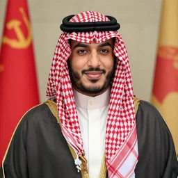 the saudi formal wear with ussr flag as shemagh pattern