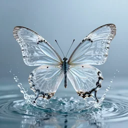 photo of water splash butterfly butterfly made of water splash transparent water splash in shape of butterfly wings, 8 k