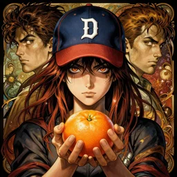 symmetry ( clementine from the walking dead wearing her iconic baseball ( letter d ) hat portrait ) ultra detailed, intricate, anime, dynamic lighting, digital art, digital painting, art station, wlop, sharp focus, illustration, art by artgerm and greg rutkowski and alphonse mucha