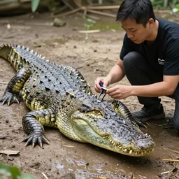 photo of a real crocodile youtuber unboxing