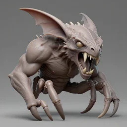 doom, muscular body, chiroptera head, chiroptera ears, big sharp teeth, crustacean, hyperrealism, artstation, cgsociety, zbrush, no background