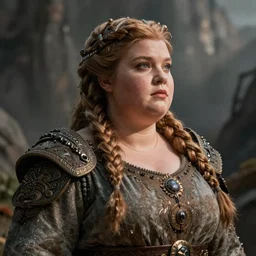 female dwarven noblewoman, chubby short stature, braided intricate hair, by greg rutkowski