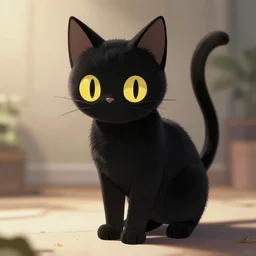 salem black cat, beautiful lighting, anime style, sharp focus, creative