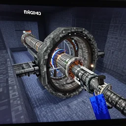 A screen shot of the Large Hadron collider in minecraft
