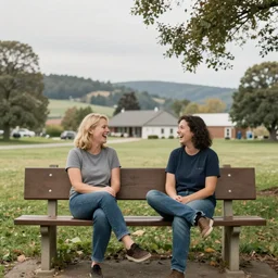 two people sitting on a bench laughing at Fort Kinnaird