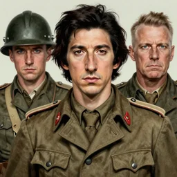 a wwii propaganda portrait of adam driver by jon whitcomb and albrecht anker and sydney prior hall, hyperrealism, highly detailed