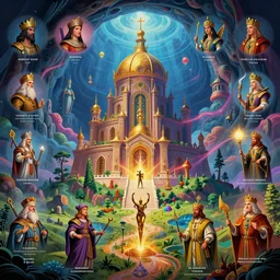 a majestic photograph of agharta, land of advanced races, hollow earth infographic, illustrations, vibrant colours, dynamic lighting, digital art, fantastically beautiful, illustration, trending on artstation, art by albrecht durer, cornelis bisschop, johfra bosschart, 8 k resolution