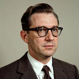 A photograph portrait of Jerma985 with slicked back hair wearing 1960s menswear and glasses in the 1960s, taken in the early 1960s, grainy, taken on a 1960s Kodak Camera, realistic, hyperrealistic, very realistic, highly detailed, very detailed, extremely detailed, detailed, digital art, trending on artstation