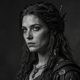 portrait of an 👩 | dark, fantasy, character, realism, intricate details | exif, very detailed, intricate details | by bastien lecouffe - deharme & steve henderson