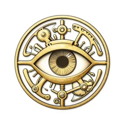 art nouveau business emblem of a mechanical eye
