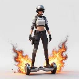 Montagne from Rainbow Six Siege standing on a hoverboard with explosions and flames behind him, realistic, HDR, 8k, trending on artstation