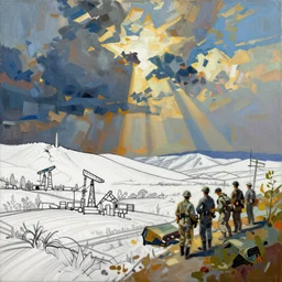 craig mullins epic oil on canvas painting of a vietnam war atmospheric landscape, line art!!, ink, art concept for a book cover!!, harmonic colours, thik brushstrokes, movie still, magic the gatheing concept art, highly detailed, centered, hyperrealism, romantic, smooth, sharp focus trending on artstation, by greg manchess and by ismail inceoglu and by kilian eng and by jake parker
