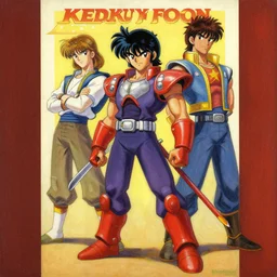 2 1 9 9 retro game poster. kenku samurai voltron. cozy. character class. drew struzan. keith parkinson. oil on canvas