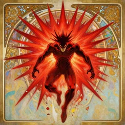 symmetry! portrait of spawn, red spike aura in motion, floating pieces, painted art by tsuyoshi nagano, greg rutkowski, artgerm, alphonse mucha, spike painting