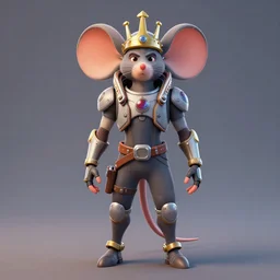 full body shot, hero pose of a realistic, stylized to fit fortnite aesthetics, a spacepunk mouse king portrait, ismail inceoglu, trending on artstation, detailed facial quality, symmetric facial features.