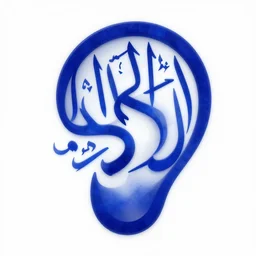 minimalist, surrealist, islamic art, islamic calligraphy, 8 k, abstract, 3 d render, glossy, shiny, lapis lazuli gradients, negative space, proportional, inner ear, vector image