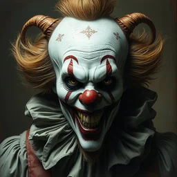 portrait of a clown by hr giger, greg rutkowski, luis royo and wayne barlowe, 8 k