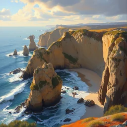 a beautiful coastline, majestic beaches, oil painting, by greg rutkowski