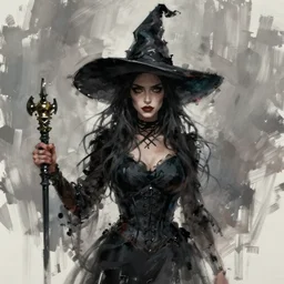 concept art by jama jurabaev, cinematic shot, trending on artstation, high quality, brush stroke, witch woman