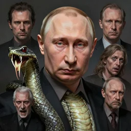 vladimir putin, anthropomorphic putin is bald prehistoric snake reptile creature, toothless, horror macabre by donato giancola and greg rutkowski and wayne barlow and zdzisław beksinski, realistic face, digital art